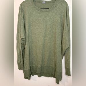 Aerie High Low Long Sleeve Lightweight Sweater Shirt Green, Size M